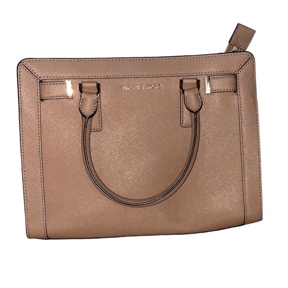 Michael Kors Handbags - Michael Kors Dillon Saffiano Leather Crossbody Handbag Tan‎ Satchel